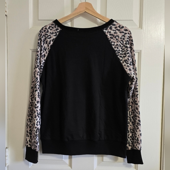 Pumpkin Everything Black and Leopard Print Sweater - Picture 3 of 4